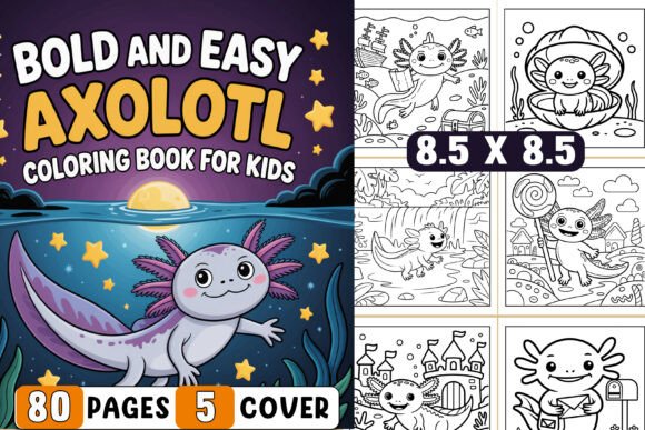 Bold and Easy Axolotl Coloring Book for Kids: A Creative Way to Make Coloring Time Extra Fun