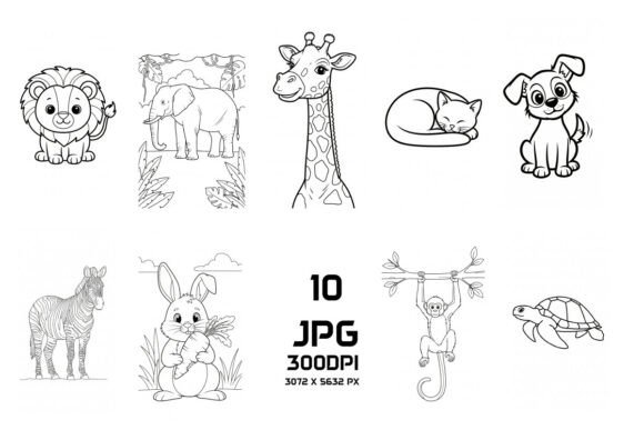 Cute Animal Line Art Coloring Pages for Creative Projects