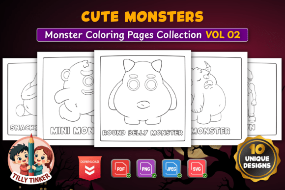 Cute Monsters Coloring Pages Vol 02: A Versatile Resource for Spooky Creative Projects
