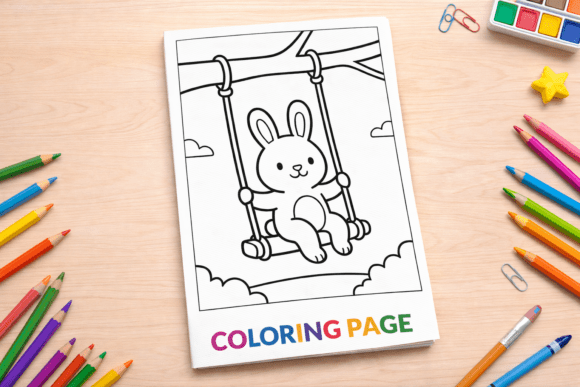 How to Use the Cute Bunny on Swing Coloring Page Successfully