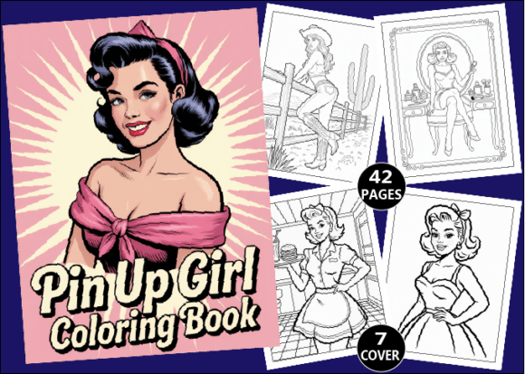 Pin-Up Girl Coloring Pages for Adults