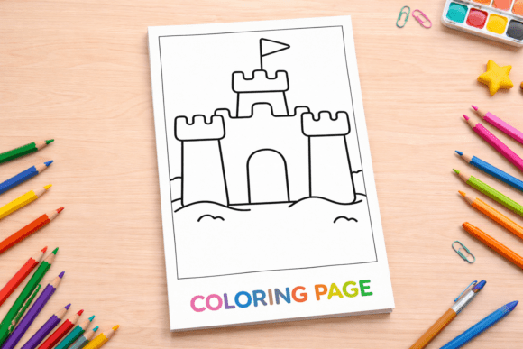 Simple Castle Coloring Page for Kids