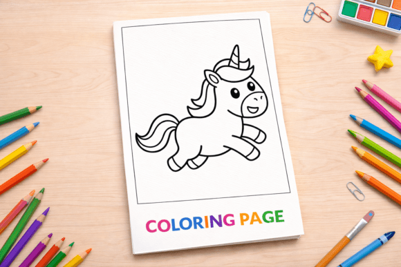 Simple Cute Unicorn Coloring Page