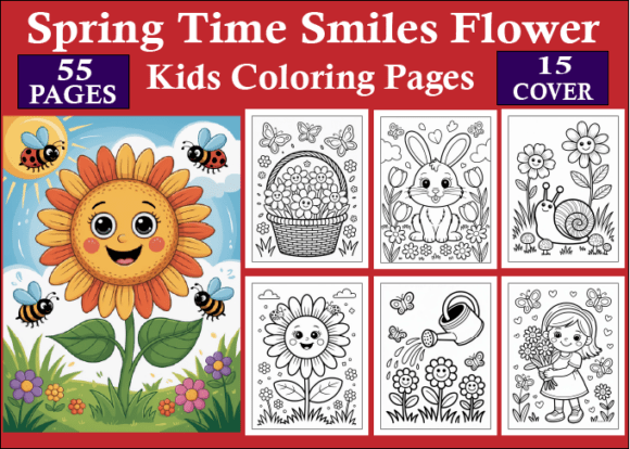 Spring Time Smiles Flower Coloring Pages – A Creative Blossom for Kids