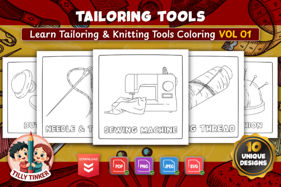 Tailoring Tools Coloring Pages Vol 01: A Creative Sewing Adventure for All Ages
