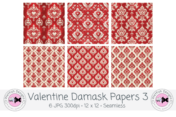 Valentine Damask Seamless Backgrounds 3