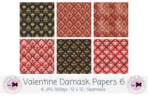 Valentine Damask Seamless Backgrounds 6