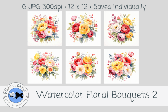 Watercolor Floral PNG Bouquets 2