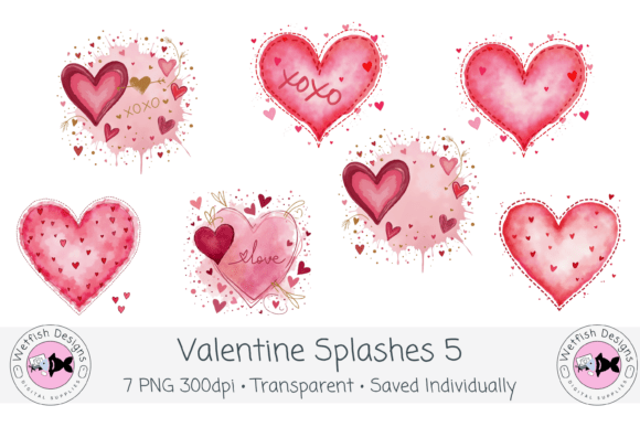 Watercolor Valentine PNG Splashes 5: Adding Soft Romance to Your Creative Projects